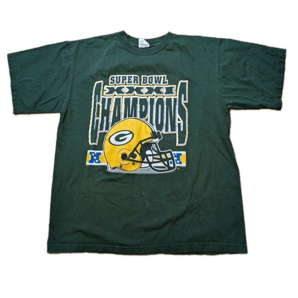 Vtg Tour Champ Mens T-Shirt XL 1997 Superbowl XXXI Green Bay Packers Farve Era